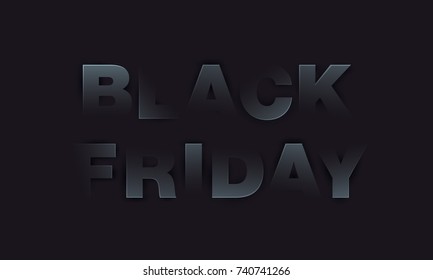 Black Friday 3D cut out paper text. Big sale black background with hidden letters.