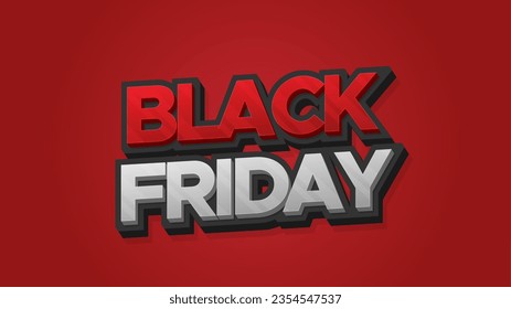 Black Friday 3D Headline Text with Red Color Background, white and red main text color. For Poster and Banner Background and Promotion Sale Headline