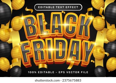 black friday 3d text effect and editable text effect whit ribbon bows and balloons illustration
