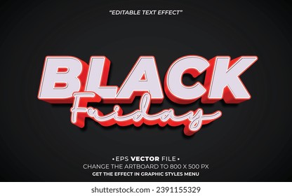 black friday 3d text effect editable vector