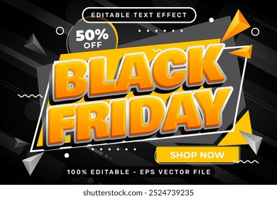 Efecto de texto 3D de viernes negro y efecto de texto editable