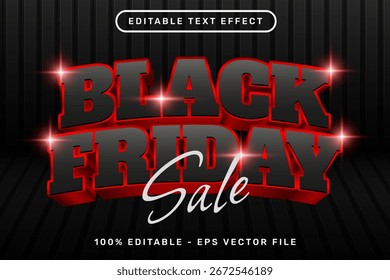 black friday 3d text effect and editable text effect with balloon and gift box illustrations