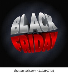 Black friday 3d text on stylized black gradient background - 3d vector illustration
