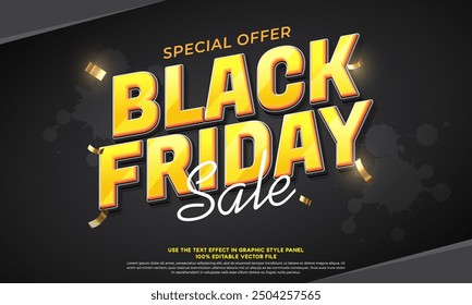 Efecto de texto de Vector 3D de Black Friday para composiciones de venta