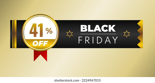 Black Friday 41 % Rabatt auf Werbeplakat oder Banner-Sonderangebot für Schwarz und Gold