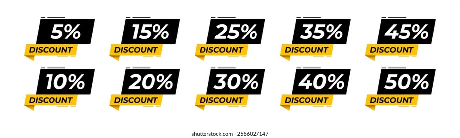 black friday up to 5 10 15 20 25 30 35 40 45 50 percent off, vector advertising banner or season discount collection, vector 10 eps.