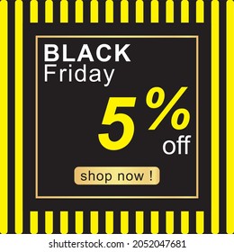 Black Friday 5 percent off sale modern gold black color sticker icon banner vector eps 10