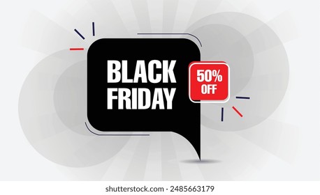 Black Friday 50% off banner template design Unbeatable deals await! Grab 50% off on Black Friday with our stylish banner template