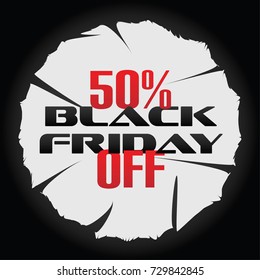 Black Friday 50% off event banner square vector illustration