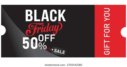 Black friday 50% de desconto presente para você cupom com etiqueta de venda moderna 