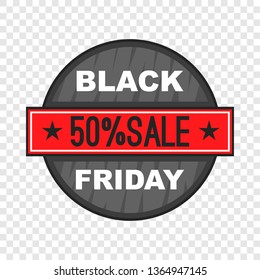 Black Friday 50 off icon in cartoon style isolated on background for any web design 
