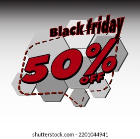 BLACK FRIDAY 50% OFF PROMOTION TAG, SALES BANNER AND STOCK BURST