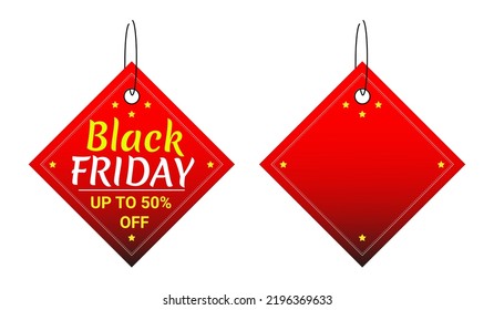 Black Friday, Up to 50% OFF, vector hanging sales tag with a blank template. Illustration EPS 10 File.