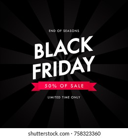 Black Friday 50% of Sale. Vector illustration.