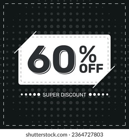 Viernes Negro 60% APAGADO. Superdescuento. Oferta Especial de Promoción de Descuentos. 60% de descuento. Plantilla de banner de Black Square.