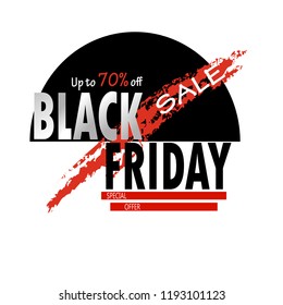 Black Friday . Up to 70% off. Sale special offer. Vector creative  template for shops, web. 