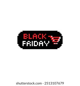 black friday 8 bit text sale banner, advertising Pixel art 8-bit 