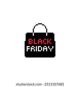 black friday 8 bit text sale banner, advertising Pixel art 8-bit 