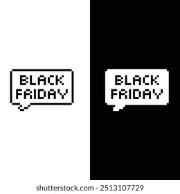 black friday 8 bit text sale banner, advertising Pixel art 8-bit 