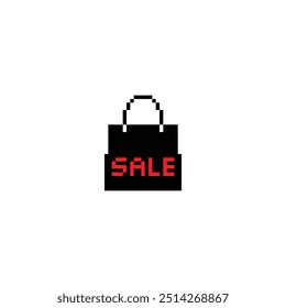 black friday 8 bit text sale banner, advertising Pixel art 8-bit 