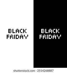 black friday 8 bit text sale banner, advertising Pixel art 8-bit 