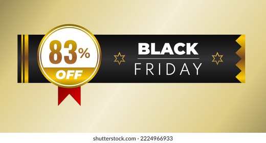 Black Friday 83% off Promotion Poster or banner black and gold special offer