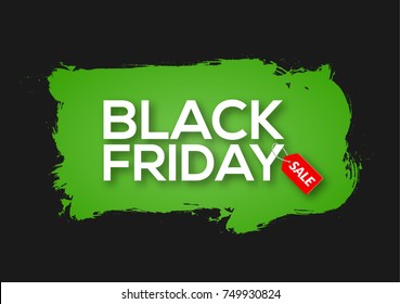 Black Friday Abstract Green Ink Splash Banner Template Illustration. Black Friday Sale Grunge Label