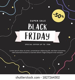 Black friday abstract modern banner template, vector illustration