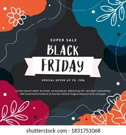 Black friday abstract modern banner template, vector illustration