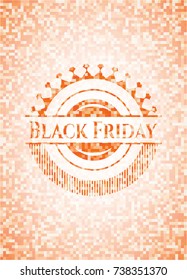 Black Friday abstract orange mosaic emblem
