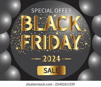Banner de ouro de venda abstrata Black Friday. Oferta especial de venda. Modelo de ilustração de vetor de mídia social para site.