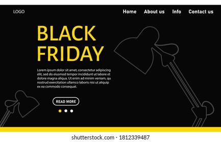 Black Friday. Abstract website template for electronic goods and services, super discounts. Universal background for poster, banners, flyers, postcards, special offer. Vector stock illustration.