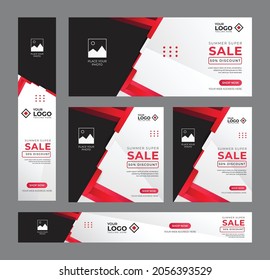 Black friday Adsense red big sale banner set Vector, Fashion black friday banner
