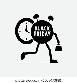   Black Friday advertisement with funny Alarm Clock