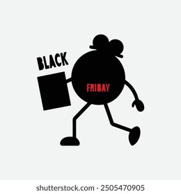   Black Friday advertisement with funny Alarm Clock