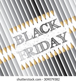 Black friday advertising background design with pencils and text