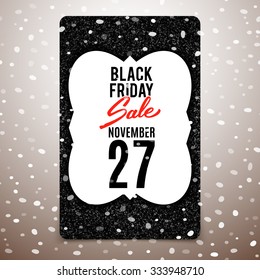 Black Friday advertising banner, black glitter card design, vector illustration