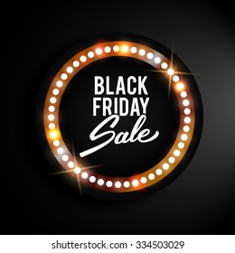 Black Friday advertising banner, retro shiny label, vector illustration