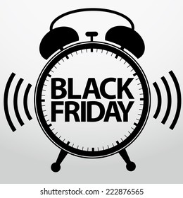 Black friday alarm clock icon, vector illustration 