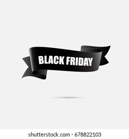 Black Friday announcement on the black waved ribbon. Vector illustration
