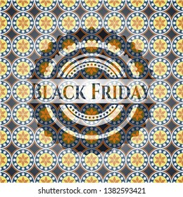 Black Friday arabesque emblem background. arabic decoration.