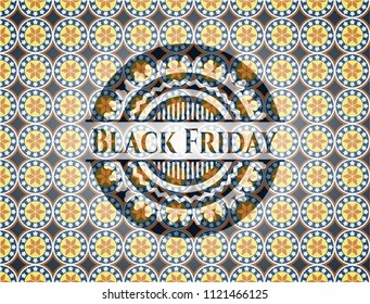 Black Friday arabic emblem. Arabesque decoration.