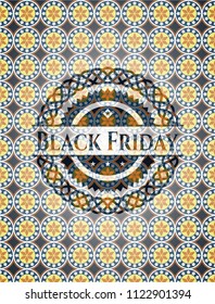 Black Friday arabic style badge. Arabesque decoration.
