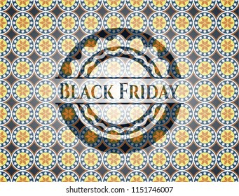Black Friday arabic style emblem. Arabesque decoration.