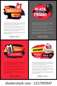 Black friday autumn holiday sellout of shops web vector. Special clearance and proposition to clients. Promotion and marketing of stores, presents