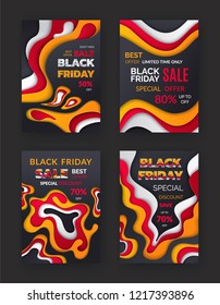 Black friday autumn sale, seasonal special offer vector. November bargain, abstract lines and propositions of shops to clients. Discounts and deals