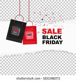 Black Friday background with abstract paper tag background on wood. Shopping promotion template for sale, discount, special offer and banner advertising campaign. Vector illustration.