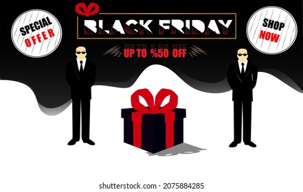 black friday background banner design concept. marketing concept with bodyguards  special days