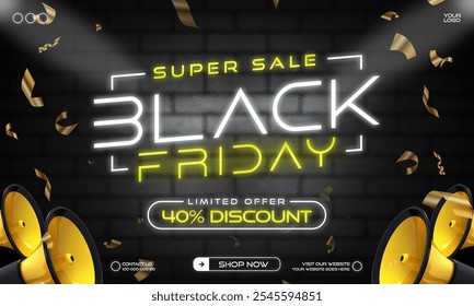 Black Friday schwarzer Hintergrund Banner Poster Social Media Rechteck