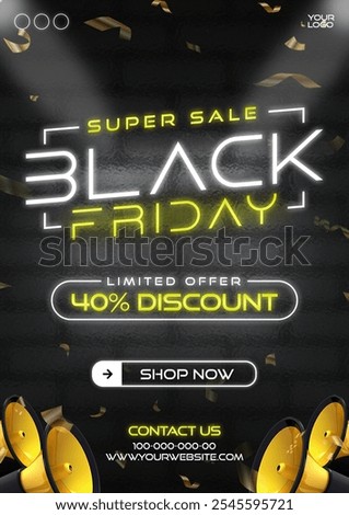 Black Friday black background banner poster social media potrait discount